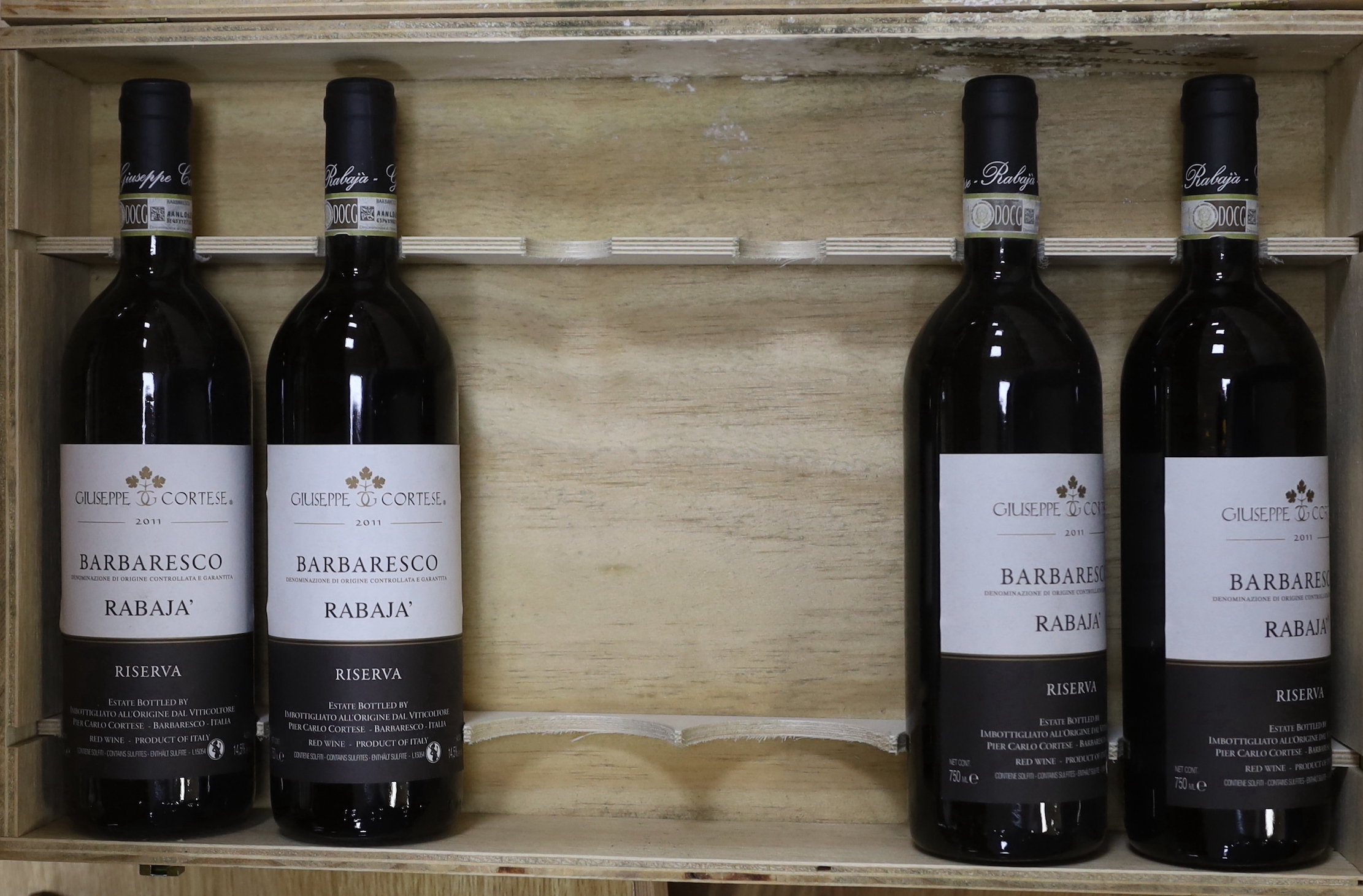 Four bottles of Giuseppe Cortese Barbaresco Cru Rabaja Riserva 2011, OWC